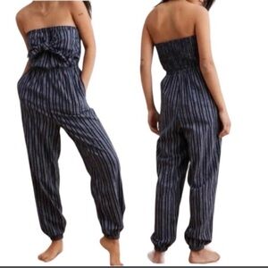 NWT Aerie Navy Striped Jumpsuit